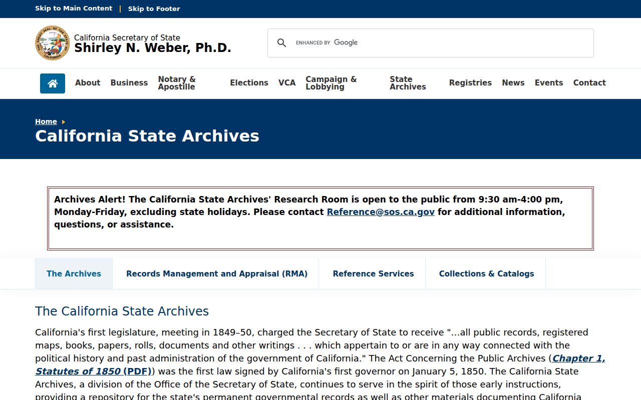 Irvine city directory view of California State Archives research access