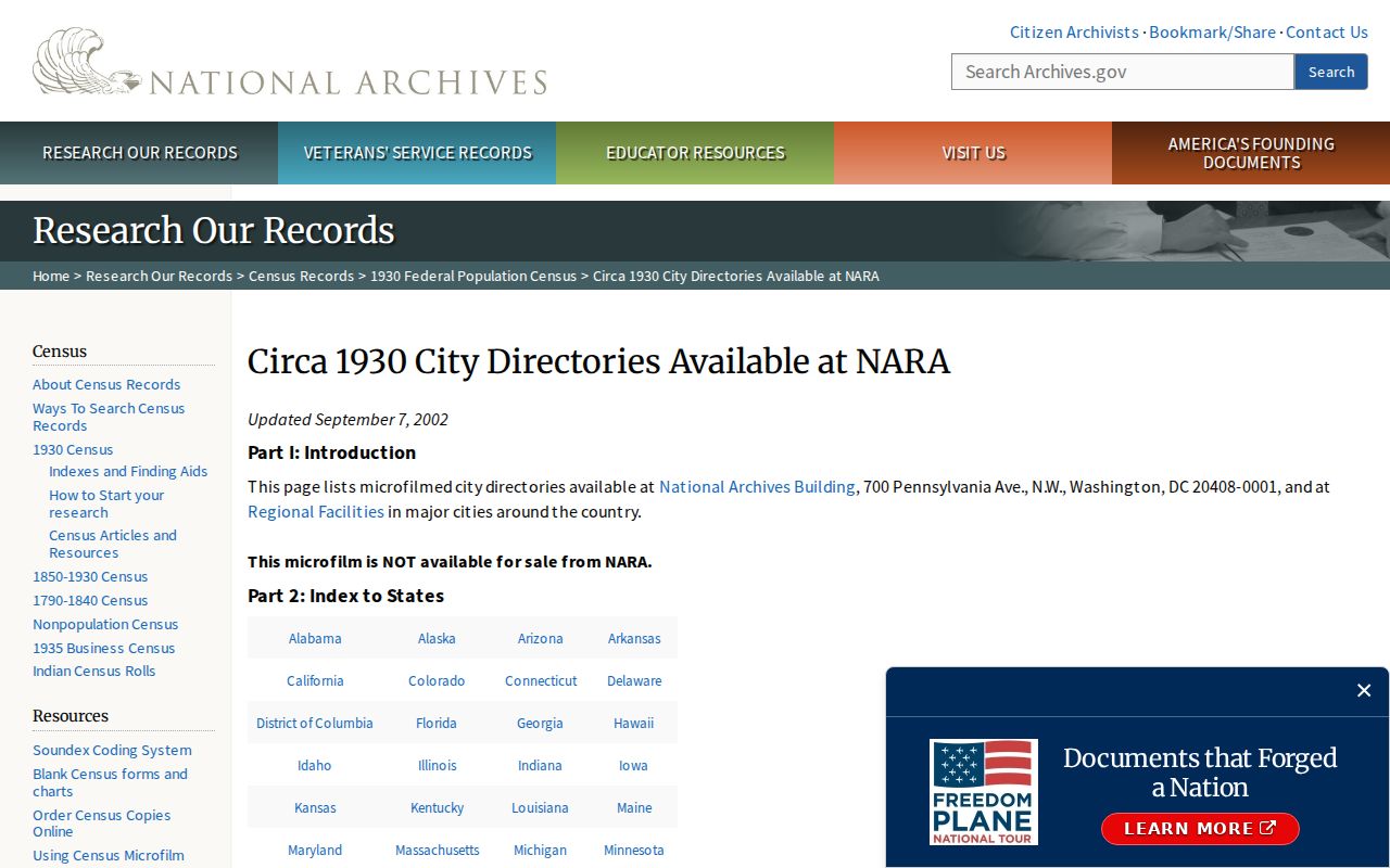 Irvine city directory view of the NARA circa-1930 city directory inventory