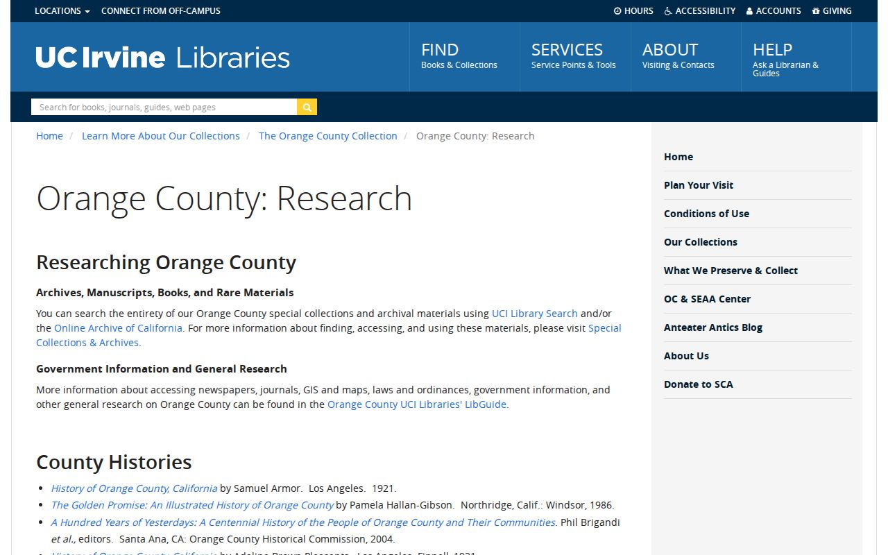 Irvine city directory view of the UCI Orange County regional history collection