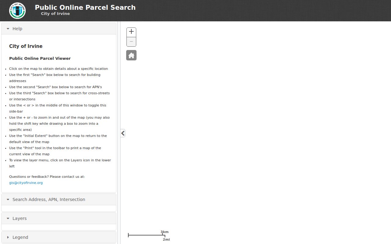 Irvine residents directory view of the Irvine online parcel search