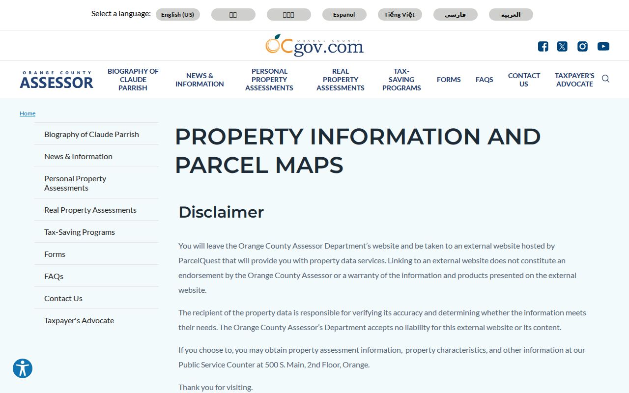Irvine residents directory view of Orange County property information and parcel maps