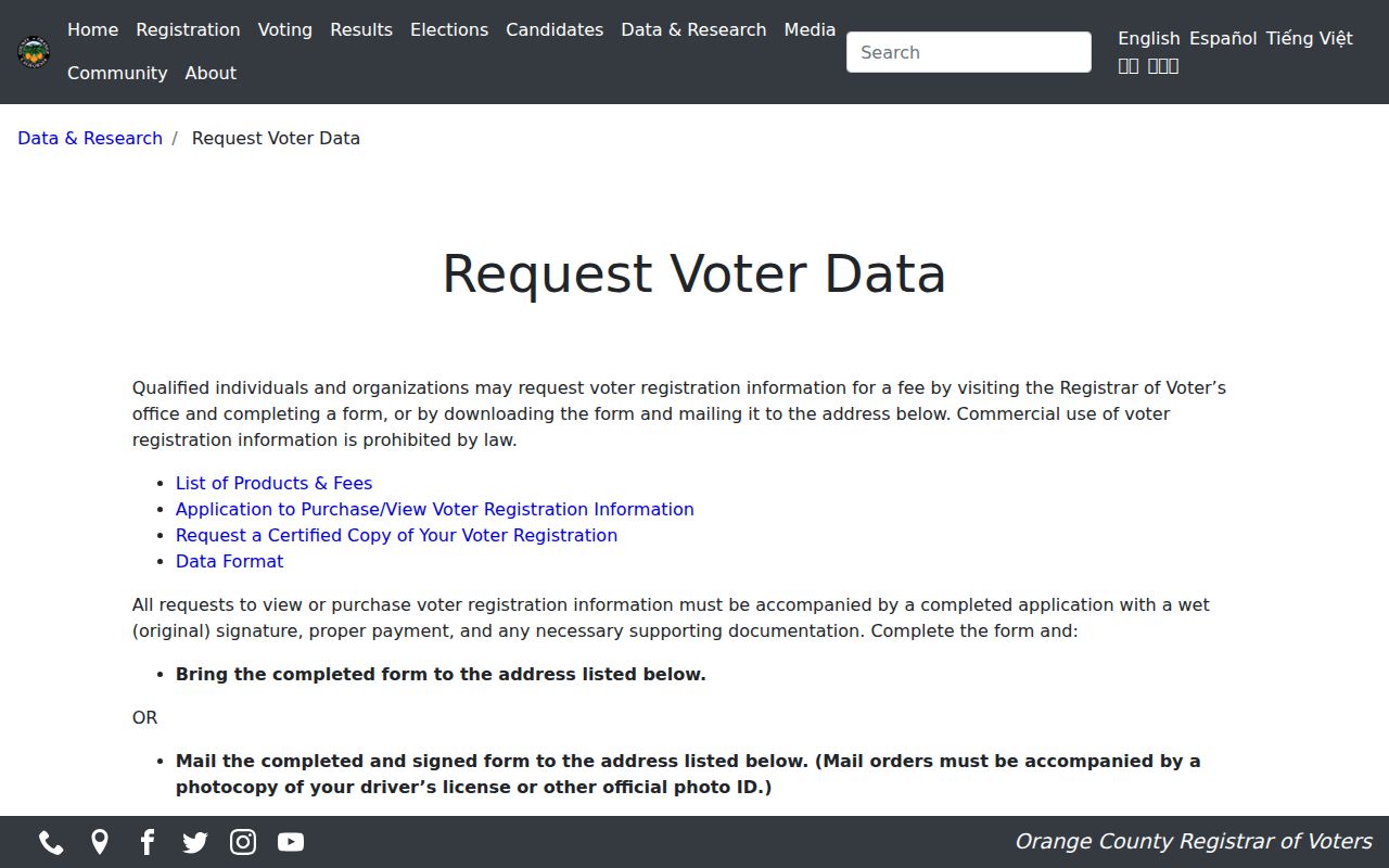 Irvine neighbors view of Orange County voter data access rules