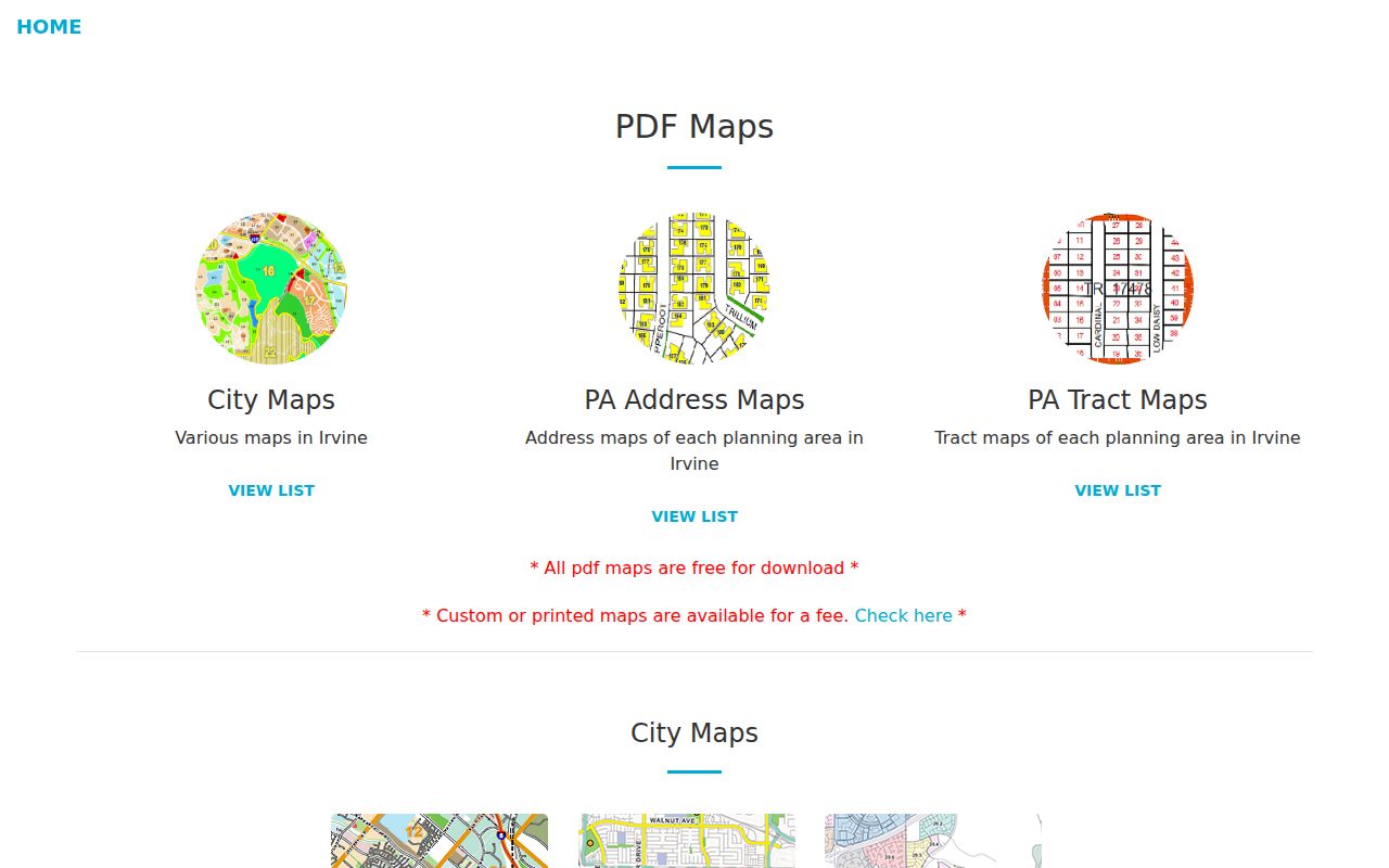 Irvine street directory view of the City of Irvine GIS map library